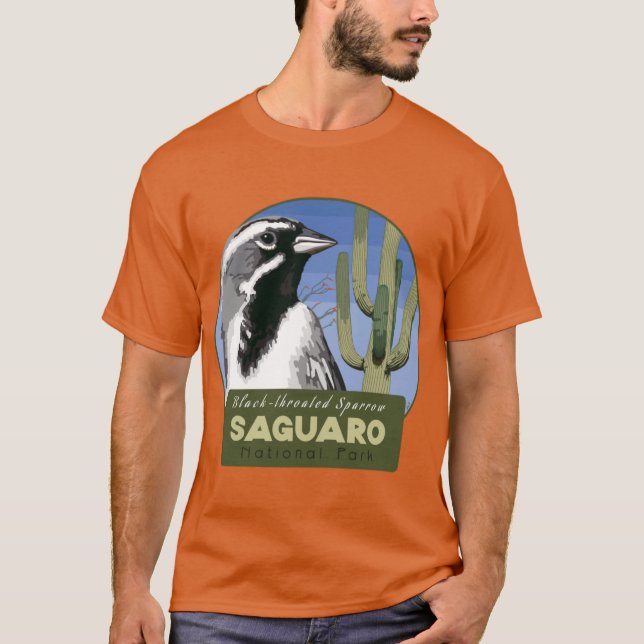 Birds and Parks Saguaro National ParkBlackthroated T Shirt (Framsida)