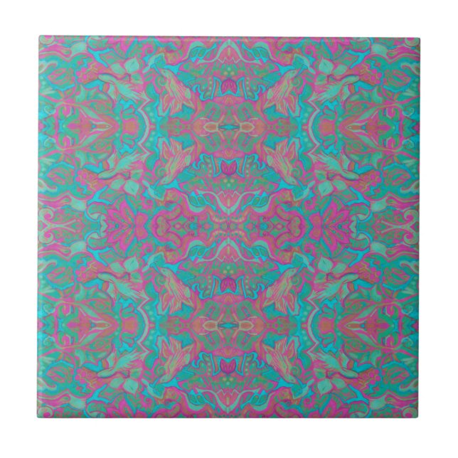 Birds Arabesque Bohemian Boho Turcos Mönster Kakelplatta (Framsidan)