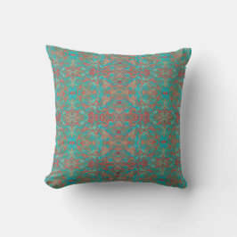 Birds Arabesque Bohemian Boho Turcos Red Grönt Kudde
