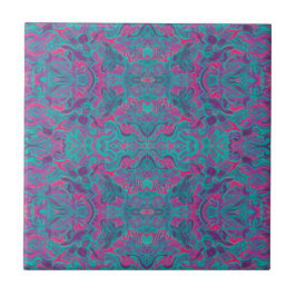 Birds Arabesque Bohemian Turcos Lila Fuchsia Kakelplatta