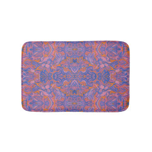 Birds Arabesque Oriental Bohemian Boho Blue Orange Badrumsmatta