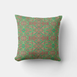 Birds Arabesque Oriental Bohemian Boho Red Grönt Kudde