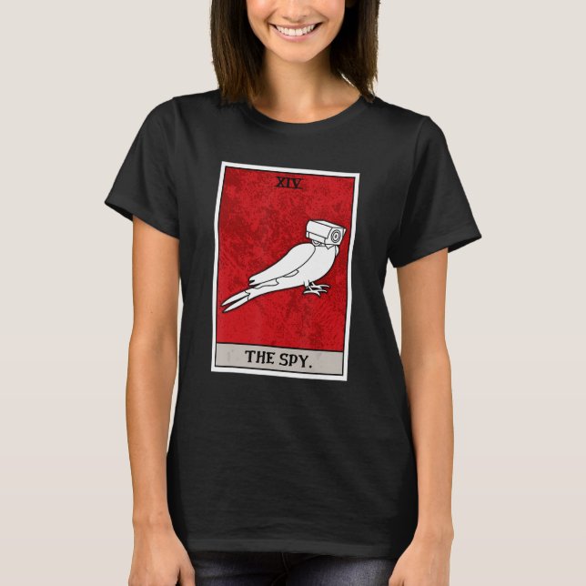 Birds Are Spies Funny Fake Bird Tarot Card T Shirt (Framsida)