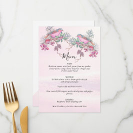 Birds & Berries Pinecone Watercolor Winter Wedding Meny