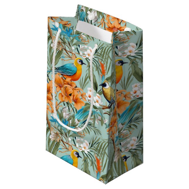 Birds Chinoiserie Mint Orange (Framsidan Vinklad)