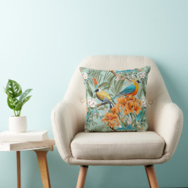 Birds Chinoiserie Mint Orange Kudde