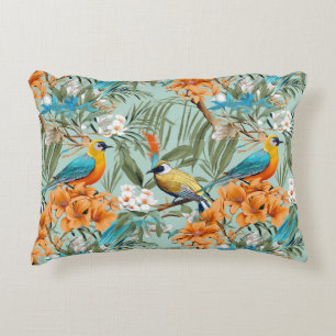 Birds Chinoiserie Mint Orange Prydnadskudde
