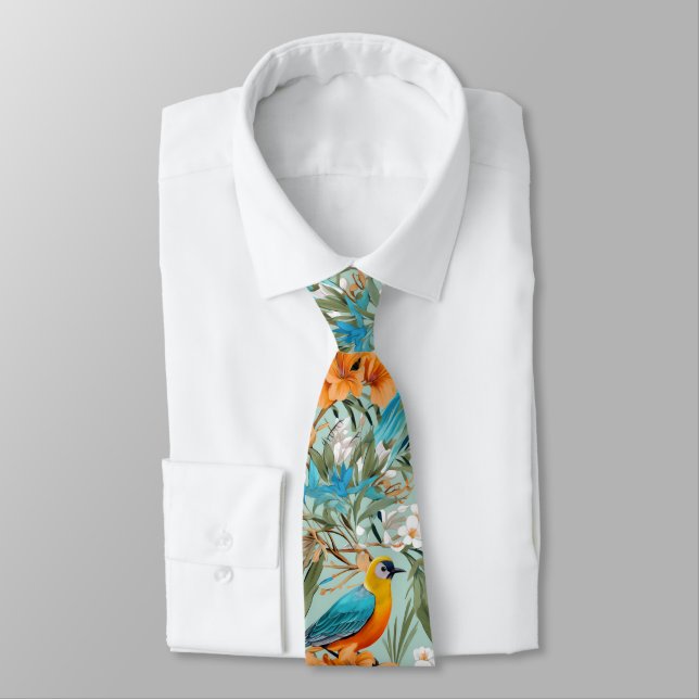Birds Chinoiserie Mint Orange Slips (Bunden)