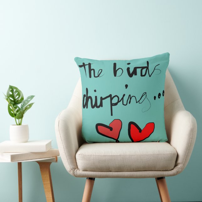 Birds Chirping - Jade Black Red Kudde (Stol)
