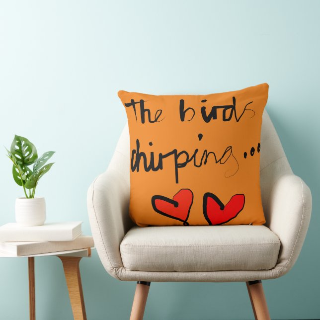 Birds Chirping - Orange Black Red Kudde (Stol)