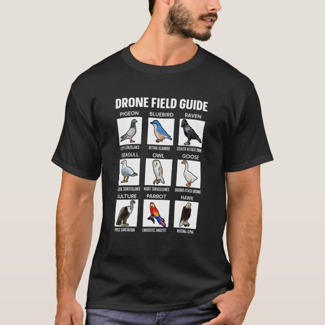 Birds Drone Fält Guide De Arenu2019t Real 1 T Shirt (Framsida)