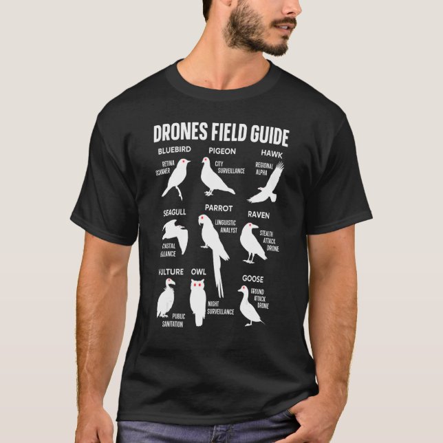 Birds Drones Fält Guide De Arenu2019t Real Bir T Shirt (Framsida)
