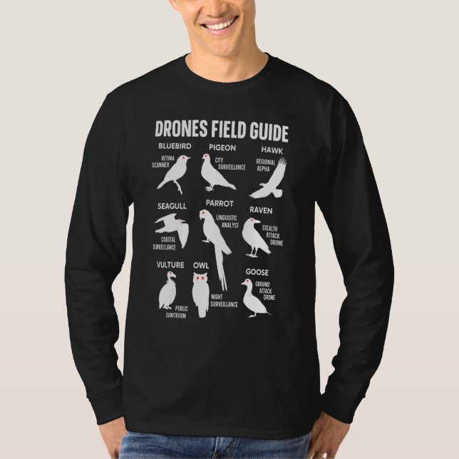 Birds Drones Field Guide They Arenu2019t Real Funn T Shirt (Framsida)
