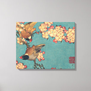 Birds Flowers Hokusai Japansk Art Canvastryck