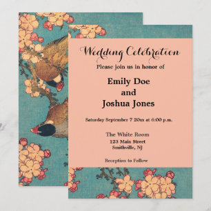Birds Flowers Hokusai Japansk Art Inbjudningar
