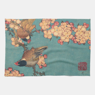 Birds Flowers Hokusai Japansk Art Kökshandduk