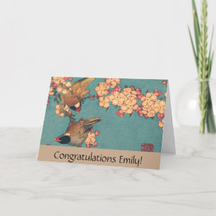 Birds Flowers Hokusai Japansk Art Kort