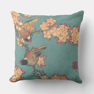 Birds Flowers Hokusai Japansk Art Kudde
