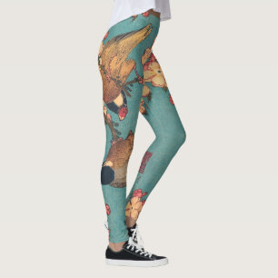 Birds Flowers Hokusai Japansk Art Leggings