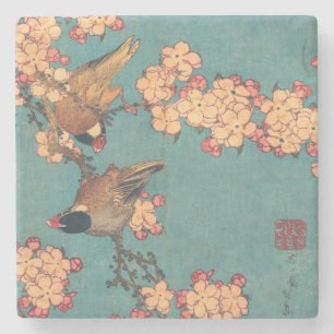 Birds Flowers Hokusai Japansk Art Stenunderlägg