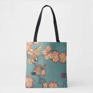 Birds Flowers Hokusai Japansk Art Tygkasse
