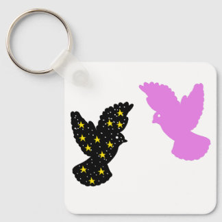 Birds Keychain – Twin Perch Silhouette Symbol Nyckelring
