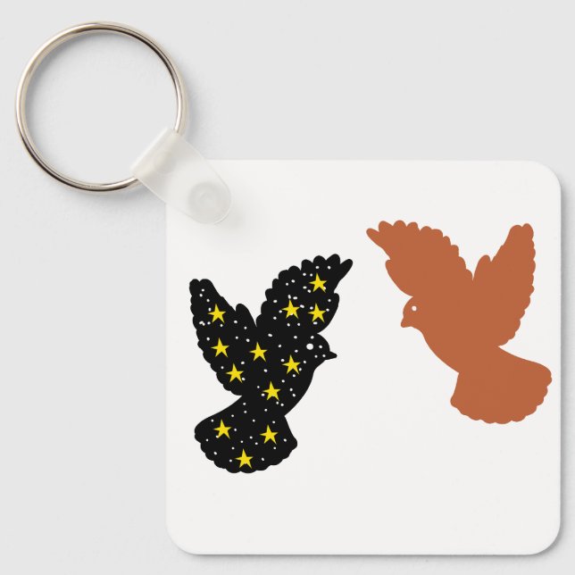 Birds Keychain – Twin Soar Minimal Silhouette Nyckelring (Framsida)