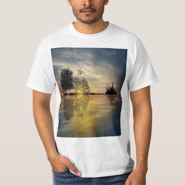 Birds Nature Scene Manar-Shirt - Wildlife Älskare T Shirt (Framsida)