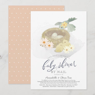 Birds Nest Blommigt Girl Baby Shower by Mail Inbjudningar