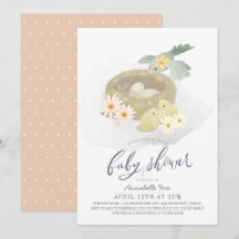 Birds Nest Blommigt Girl Baby Shower