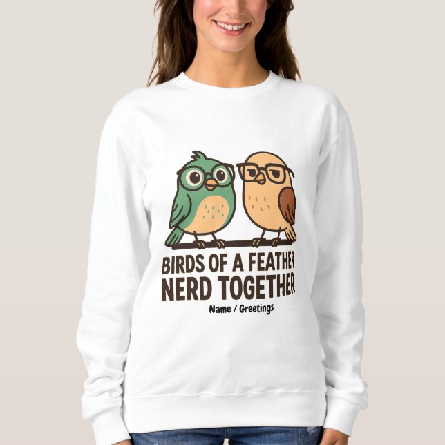 Birds of a Feather Nerd Together Funny Geeky Bird  T Shirt (Framsida)