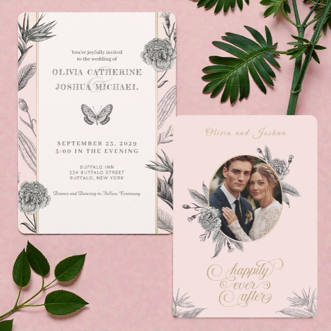 Birds of Paradise Custom Photo Wedding Invitation  Inbjudningar (Skapare uppladdad)