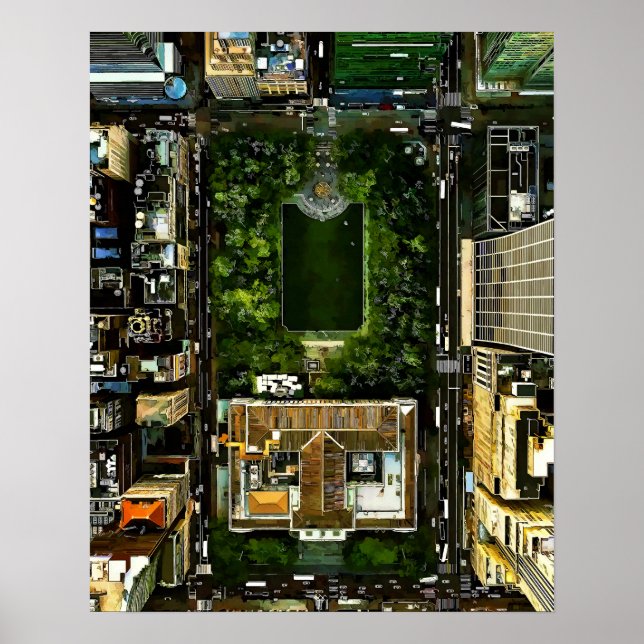 Birds Öga View Bryant Park Manhattan NYC Poster (Framsidan)