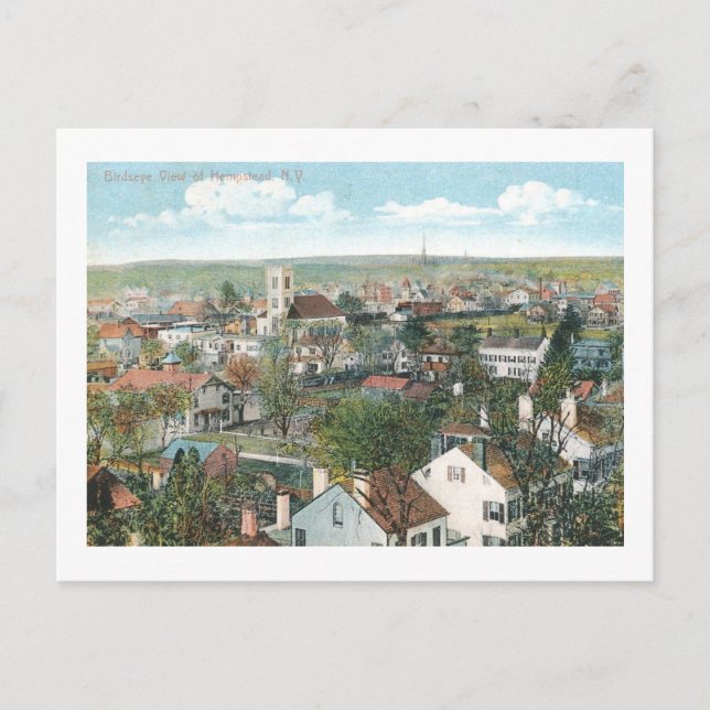 Birds Öga View, Hempstead, NY Vintage Vykort (Framsida)