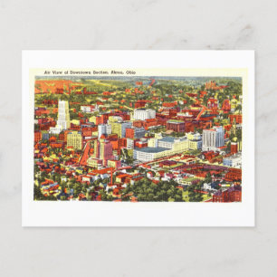 Birds-Öga View of Akron, Ohio, Vintage resor Vykort