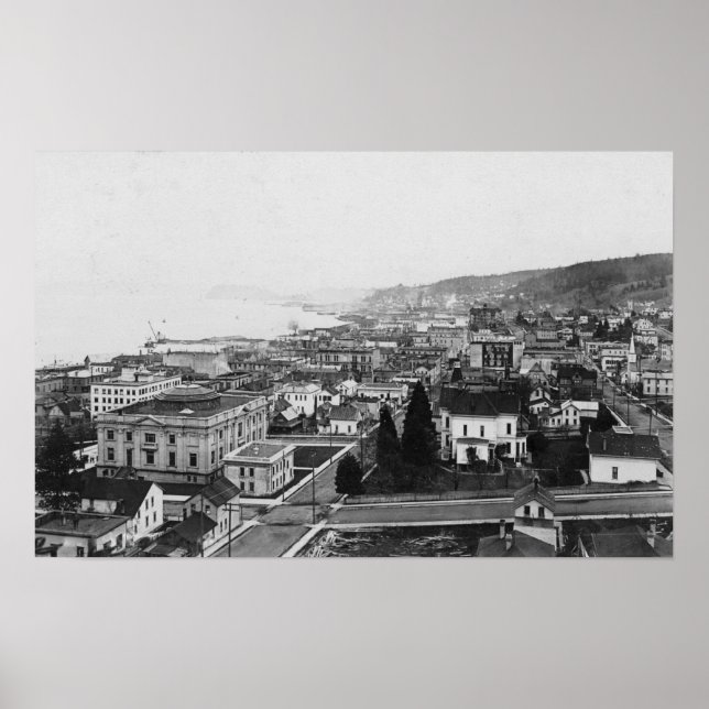 Birds Öga View of Astoria, OR Photograph Poster (Framsidan)