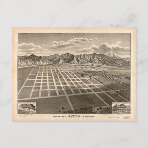 Birds Öga View of Azusa, Kalifornien (1887) Vykort