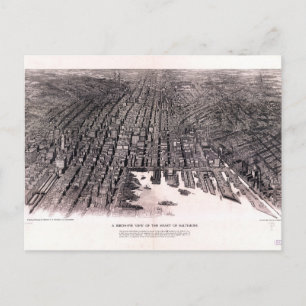 Birds Öga View of Baltimore, Maryland (1912) Vykort