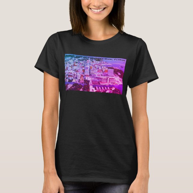 Birds Öga View of Downtown Miami, Florida T Shirt (Framsida)