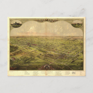 Birds Öga View of Lansing, Michigan (1866) Vykort