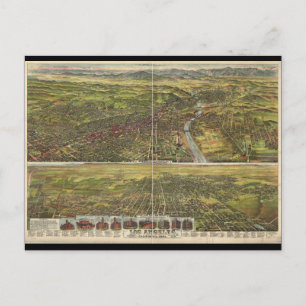 Birds Öga View of Los Angeles California 1894 Vykort