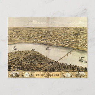 Birds Öga View of Saint Charles, Missouri (1869) Vykort