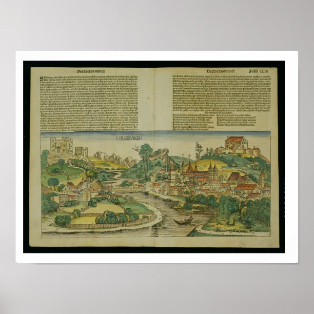 Birds Öga View of Salzburg från Nürnberg Chr Poster (Framsidan)