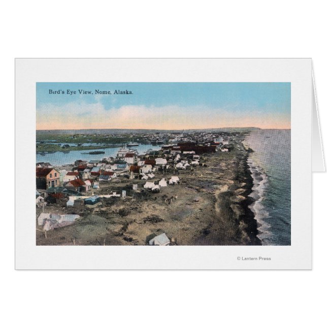Birds Öga View of TownNome, AK Hälsningskort (Framsidan Horizontal)