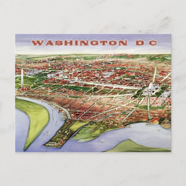 Bird's-öga view of Washington, D.C. (1901) Vykort (Framsida)