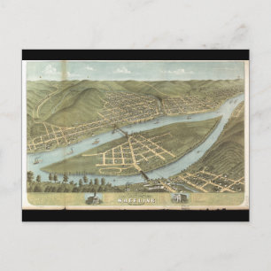Birds öga view Wheeling Väster Virginia (1870) Vykort