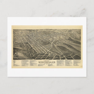 Birds-öga view Winston-Salem North Carolina 1891 Vykort