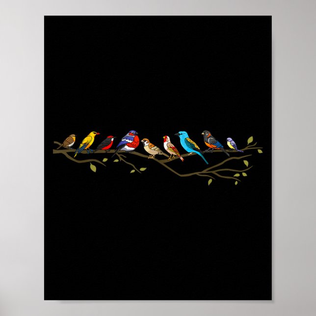 Birds On A Branch Birding Bird Watching Bird Watch Poster (Framsidan)