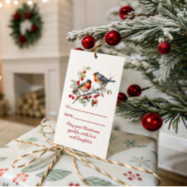 Birds on Berry Branch Christmas | Presentetikett