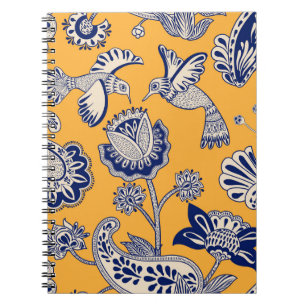 Birds Paisley Flowers Vintage Mönster Anteckningsbok